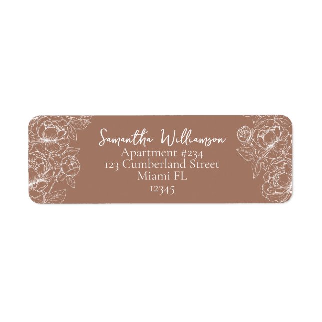 Étiquette Rustic Mocha Mousse Classic Mariage Adresse de ret (Devant)