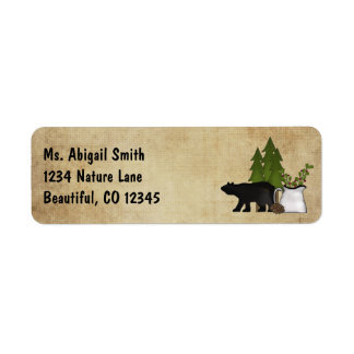 Étiquette Rustic Mountain Country Silhouette Adresse de l'ou