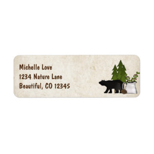 Étiquette Rustic Mountain Country Silhouette Adresse de l'ou
