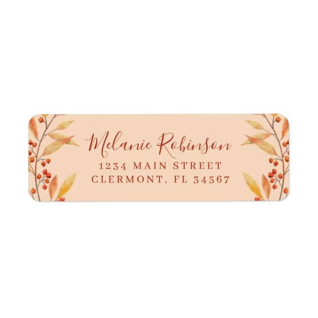 Étiquette Rustic Orange Leaves Autumn Return Address Label (Devant)