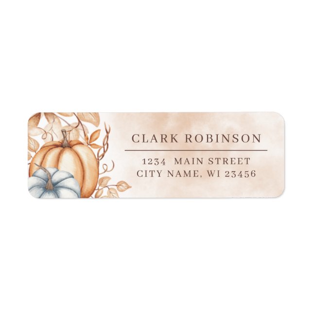 Étiquette Rustic Orange White Pumpkin Return Address Label (Devant)