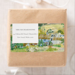 Étiquette Rustic Pastel Fields Mountain Landscape Address