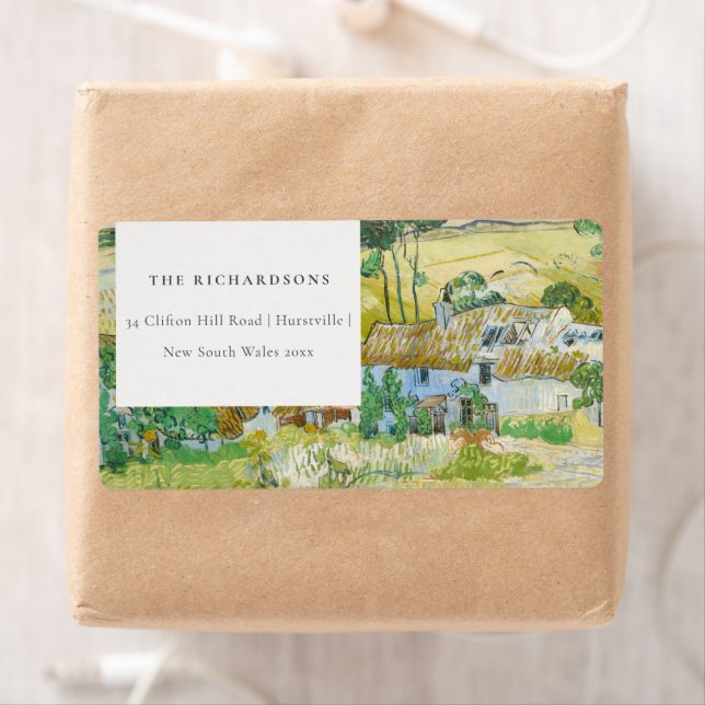 Étiquette Rustic Pastel Fields Mountain Landscape Address (En situation)