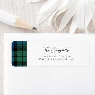 Étiquette Rustic Plaid Campbell Tartan Adresse de retour
