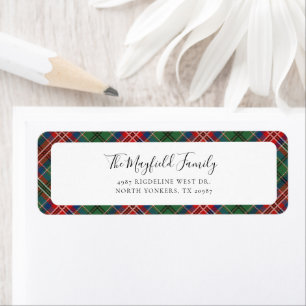 Étiquette Rustic Plaid Elegant Tartan Adresse de retour