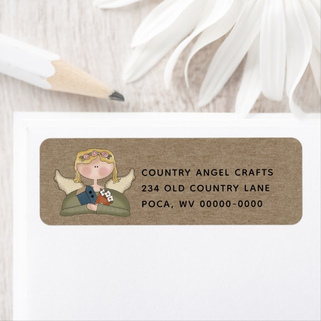 Étiquette Rustic Primitive Country Angel Adresse de retour L (En situation)