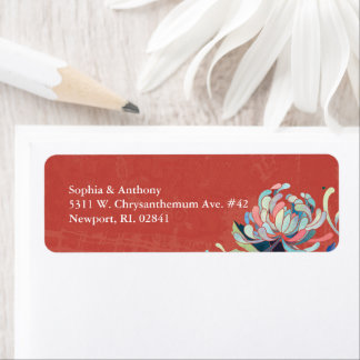 Étiquette Rustic Red Floral Mariage Adresse de retour