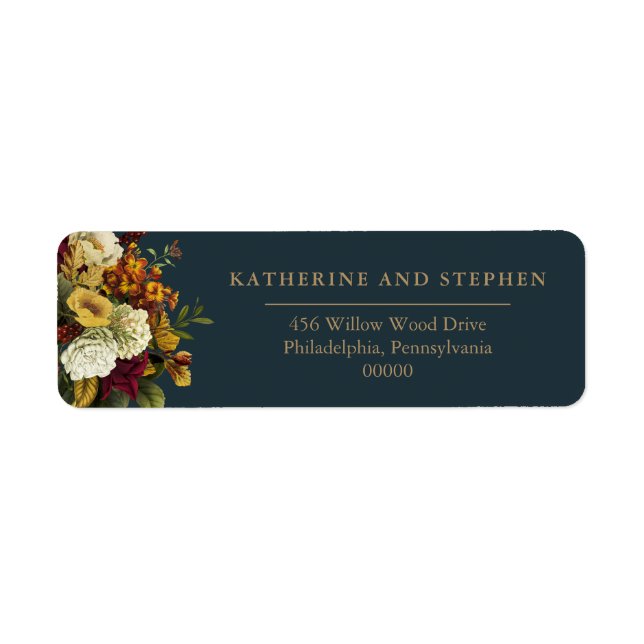 Étiquette Rustic Red | Orange Floral Bouquet Wedding Label (Devant)