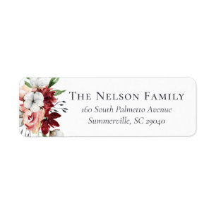 Étiquette Rustic Southern Floral & Cotton Adresse de retour