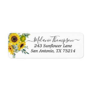 Étiquette Rustic Sunflower Eucalyptus Adresse de retour