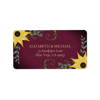 Étiquette Rustic Sunflower Eucalyptus Wood Return Address 