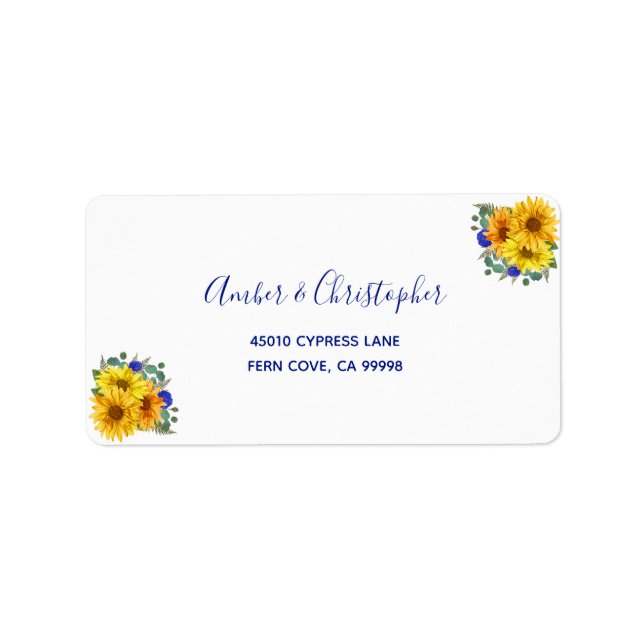 Étiquette Rustic Sunflower Roses mariage RSVP Adresse de ret (Devant)
