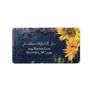 Étiquette Rustic Sunflowers et Slate Country Adresse
