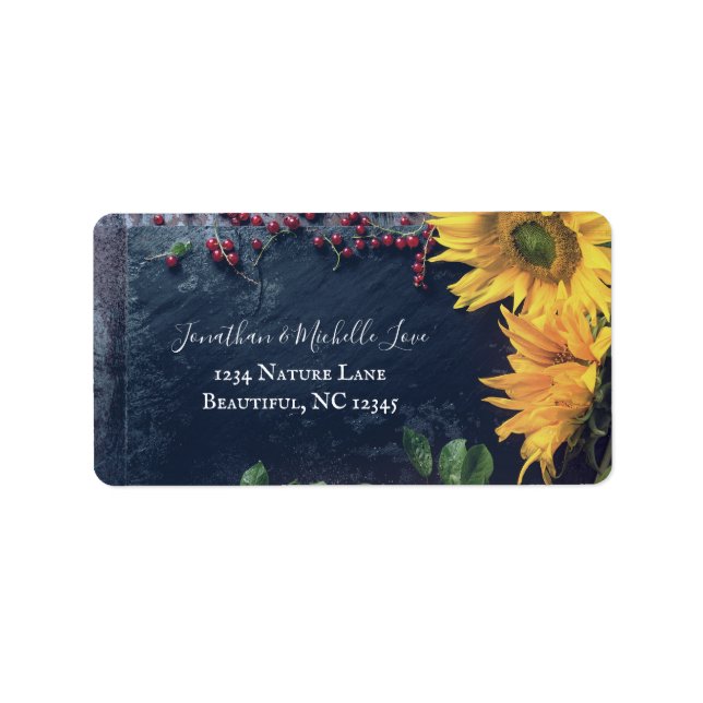 Étiquette Rustic Sunflowers et Slate Country Adresse (Devant)