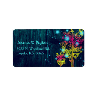 Étiquette Rustic Trees Midnight Blue Adresse du Mariage