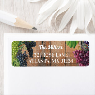Étiquette Rustic Vineyard Wood & Graphiques Adresse de retou