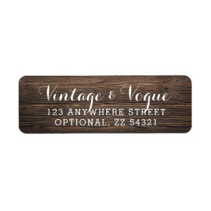Étiquette Rustic Vintage Wood Elegant Country Return Address