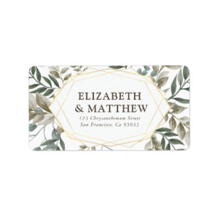 Étiquette Rustic Watercolor Foliage Mariage Adresse