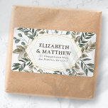 Étiquette Rustic Watercolor Foliing Mariage Livraison<br><div class="desc">Composé de typographie serif. Le tout sur fond d'arrière - plan blanc avec aquarelle feuillage et cadre géométrique. Il est conçu par White Paper Birch Co.,  exclusif pour Zazzle. Disponible ici : http://www.zazzle.com/store/whitepaperbirch</div>