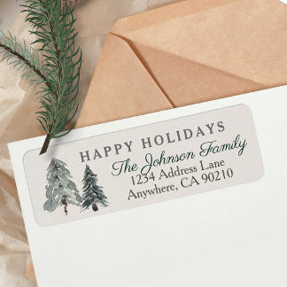 Étiquette Rustic Watercolor Woodland Return Address Label