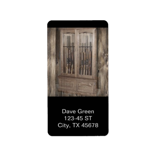 Étiquette Rustic Western Pays Arme à feu Armoire fusils (Devant)