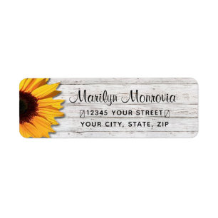 Étiquette Rustic Wood and Daisy Script Return Address Label
