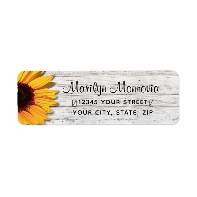 Étiquette Rustic Wood and Daisy Script Return Address Label (Devant)