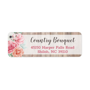 Étiquette Rustic Wood Country Farmhouse Rose Adresse de reto