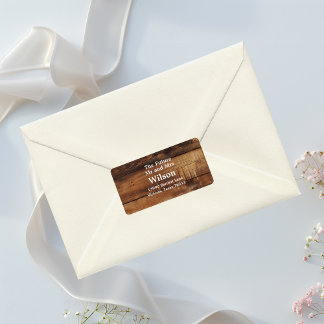 Étiquette Rustic Wood Couples Mariage campagnard photo Adres