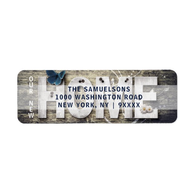 Étiquette Rustic Wood Our New Home Moving Return Adresse (Devant)