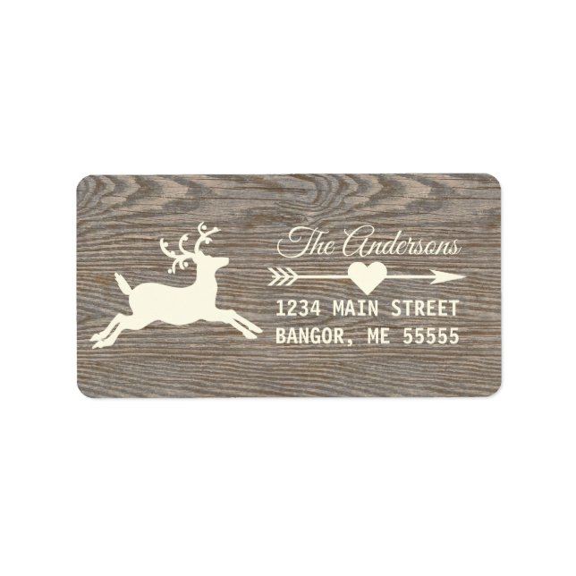 Étiquette Rustic Wood Reindeer Holiday Adresse de retour (Devant)