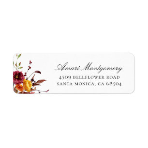Étiquette Rustique Automne Floral Retourner l'adresse Étique