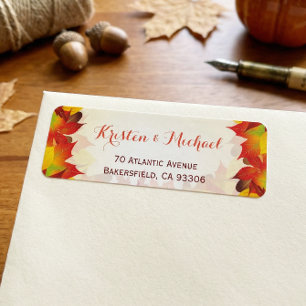 Étiquette Rustique Automne Gold Red Fall Leaves Adresse