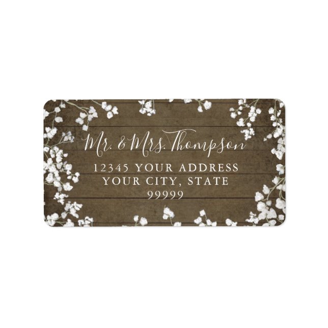 Étiquette Rustique Bois du bébé souffle Floral Adresse de re (Devant)