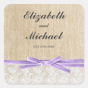 Étiquette Rustique Burlap Lavender Ribbon Faveur