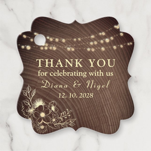 Étiquette Rustique Chaîne illumine Mariage Favor (Devant)