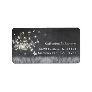 Étiquette Rustique Chalkboard Dandelion Adresse Mariage