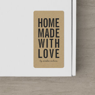 Étiquette Rustique Élégant Fait Maison avec Amour Faux Kraft