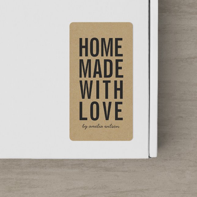 Étiquette Rustique Élégant Fait Maison avec Amour Faux Kraft (Créateur téléchargé)