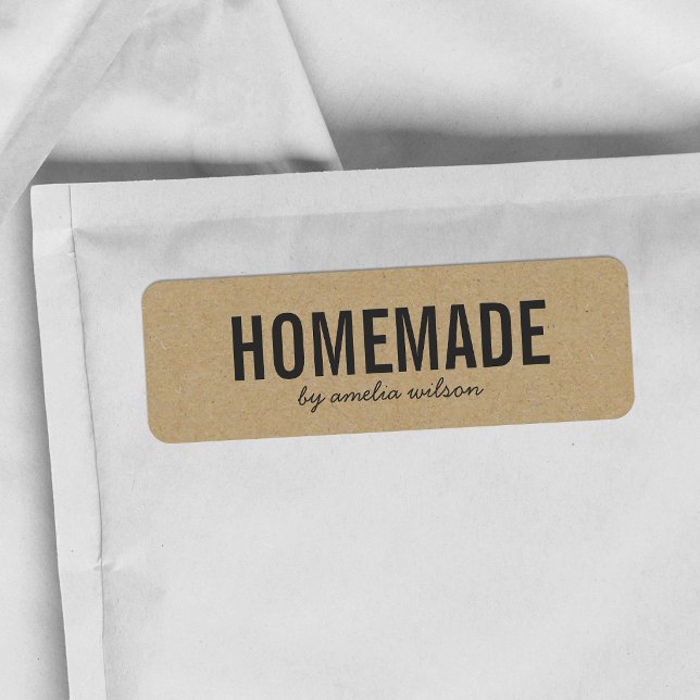 Étiquette Rustique Élégant Faux Kraft Maison Audacieux (Créateur téléchargé)
