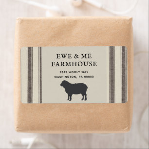 Étiquette Rustique Farmhouse Style Mouton Gris Noir Étiquett