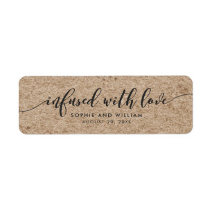 Étiquette Rustique Faux Kraft infusé avec amour mariage Fave