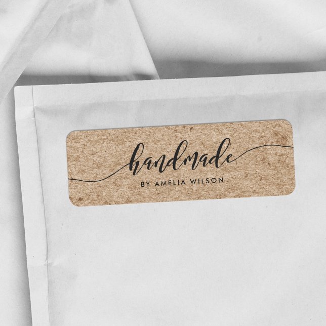 Étiquette Rustique Faux Kraft Script de relax fait main (Créateur téléchargé)