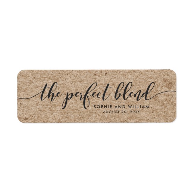Étiquette Rustique Faux Kraft Script Le Mariage Mixte Parfai (Devant)