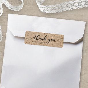 Étiquette Rustique Faux Kraft Script Merci Mariage Faveur