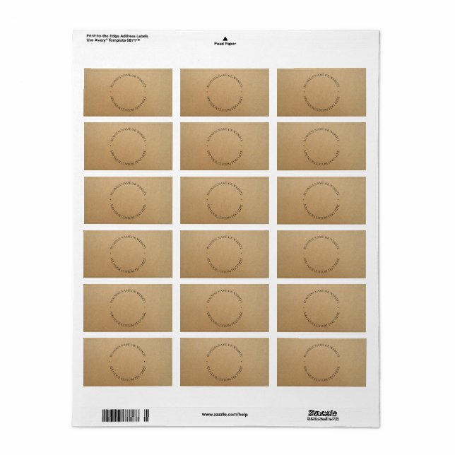 Étiquette Rustique Kraft Moderne Design Professionnel (Feuille entière)