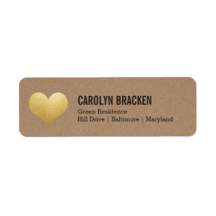 Étiquette Rustique Kraft papier Faux Gold Foil Mariage coeur