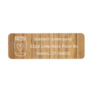Étiquette Rustique Mason Jar Brown Mariage campagnard en boi