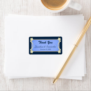 Étiquette Rustique & Navy Blue Floral Wedding Favor Merci