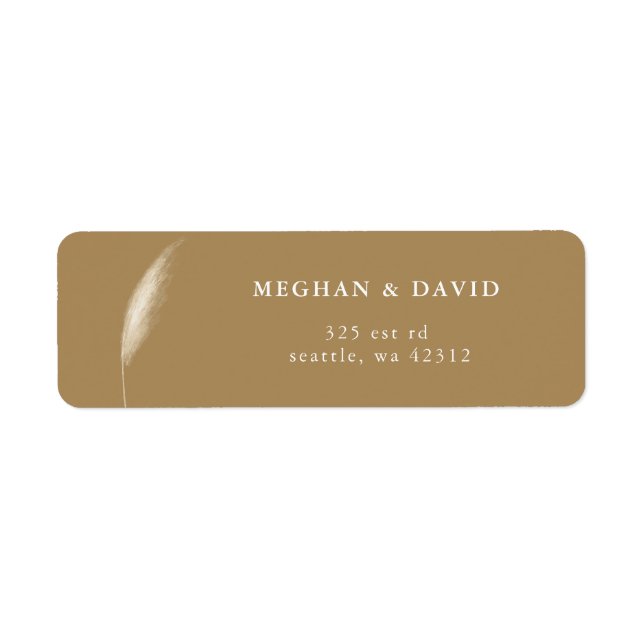 Étiquette Rustique Neutre Terre Boho Pampas Mariage herbe (Devant)